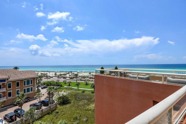 view of water feature featuring a beach view