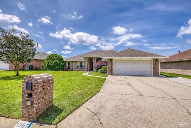 1307 Mazurek Blvd, Pensacola, FL 32514 - ranch-style home featuring brick siding, a front lawn, concrete driveway, and a garage