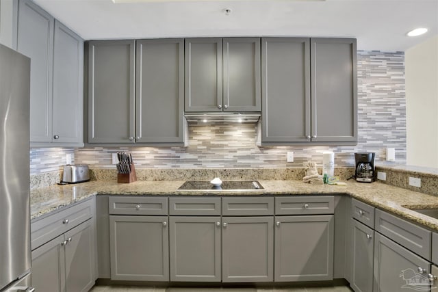 kitchen with gray cabinetry