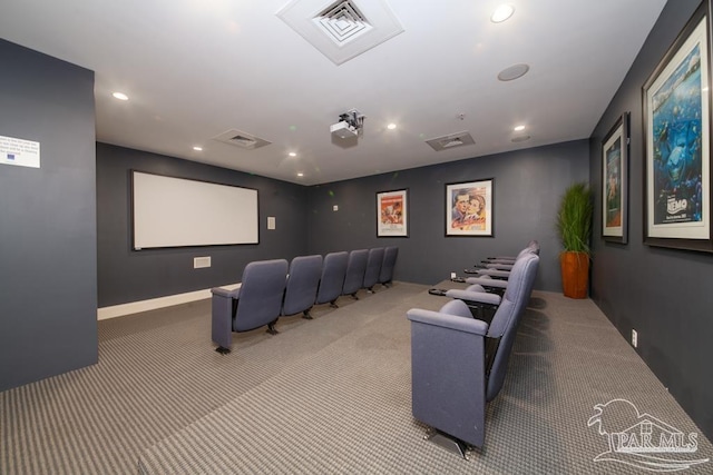 home theater with carpet flooring