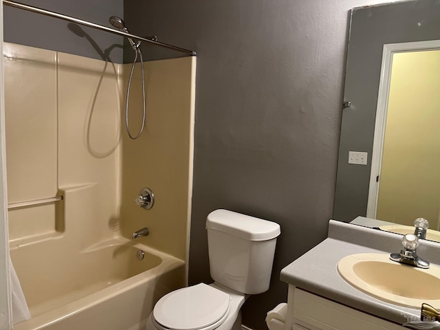 full bathroom featuring vanity, toilet, and shower / bath combination