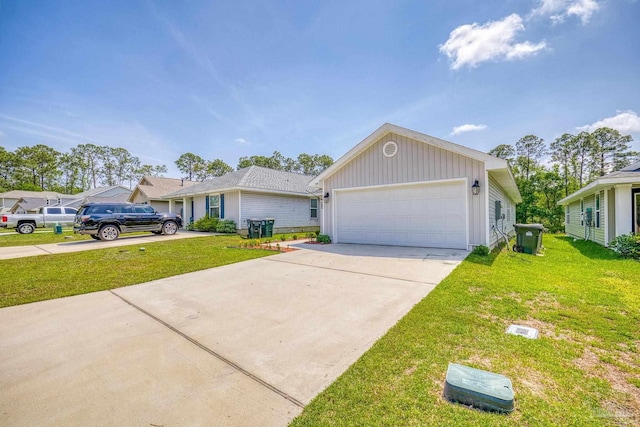 ranch-style home featuring driveway and a front yard