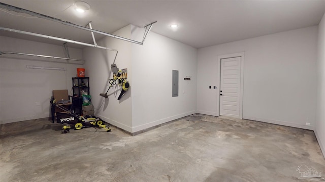 garage with electric panel