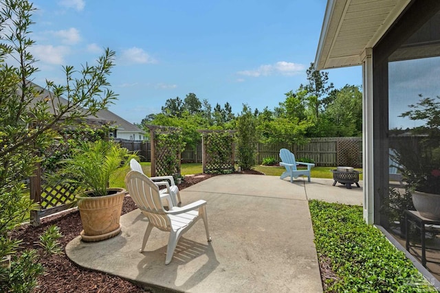 view of patio with a fenced backyard