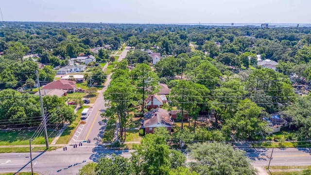 aerial view with a wooded view