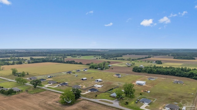 drone / aerial view with a rural view
