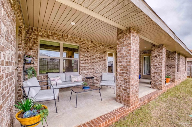 view of patio with an outdoor living space