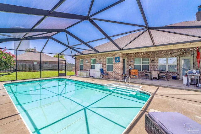2704 Wildhurst Trl, Pace, FL 32571 - view of swimming pool with a patio area, a grill, and glass enclosure