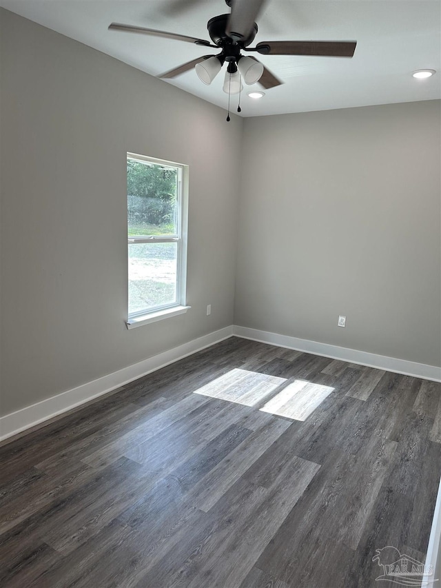 5661 Dupree Rd, Milton, FL 32570 - empty room with ceiling fan and dark wood finished floors
