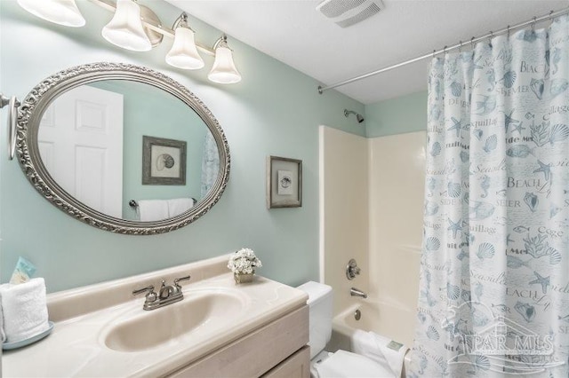 14623 Perdido Key Dr Unit W502, Pensacola, FL 32507 - full bathroom with toilet, visible vents, shower / tub combo, and vanity