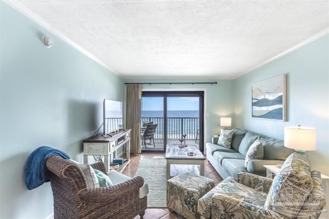 14623 Perdido Key Dr Unit W502, Pensacola, FL 32507 - tiled living area featuring ornamental molding and a textured ceiling