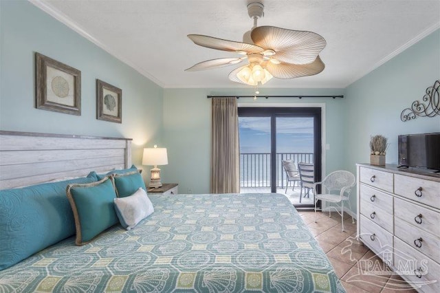 14623 Perdido Key Dr Unit W502, Pensacola, FL 32507 - bedroom with crown molding, access to outside, and a ceiling fan