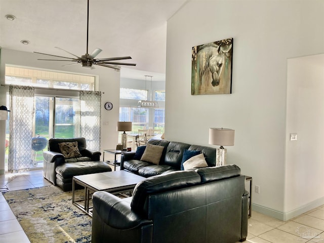 1358 Windsor Park Rd, Gulf Breeze, FL 32563 - living area featuring light tile patterned floors and a ceiling fan