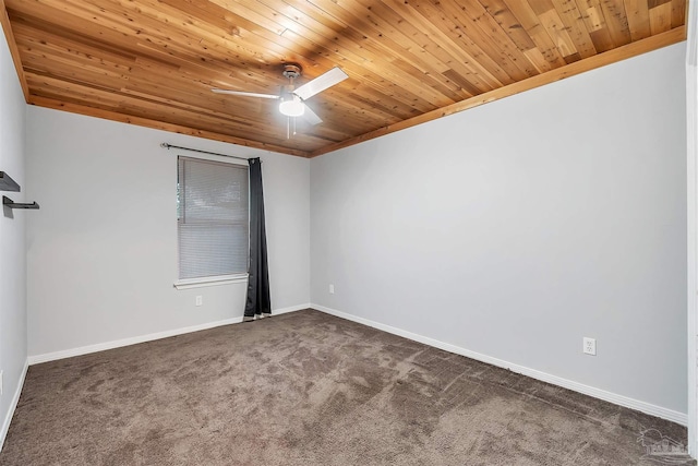 6205 E Forest Pines Dr, Pensacola, FL 32526 - spare room with wood ceiling, dark carpet, and ceiling fan