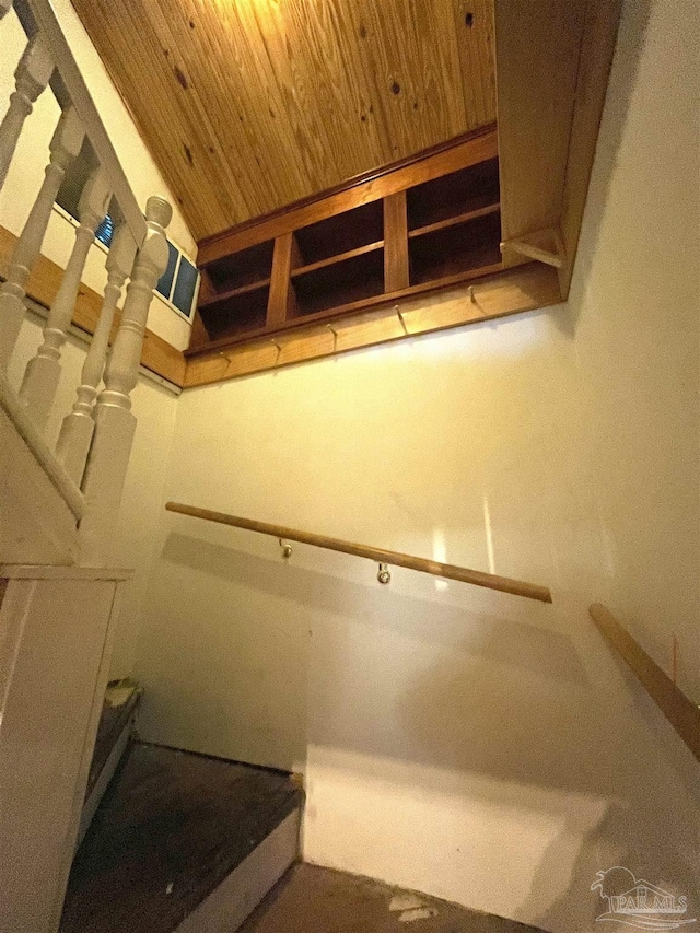 1011 N Reus St, Pensacola, FL 32501 - stairs featuring wood ceiling