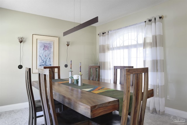 dining room with a textured ceiling