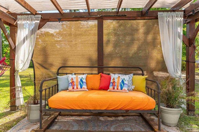 view of patio featuring a pergola