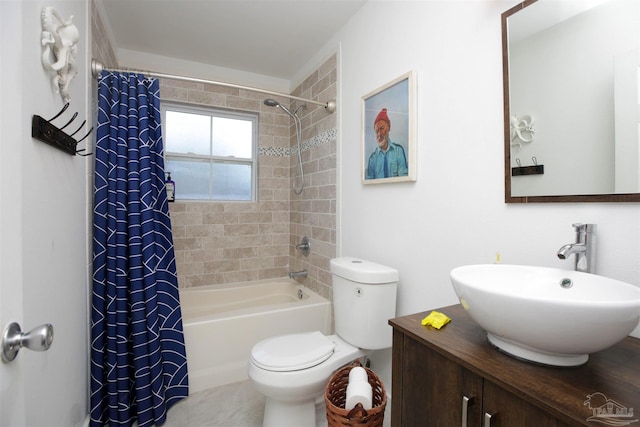 full bathroom with toilet, sink, and shower / tub combo