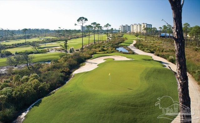 bird's eye view with golf course view