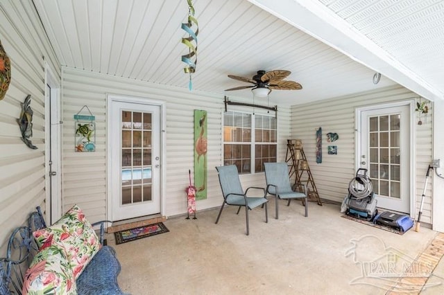 view of patio / terrace with ceiling fan