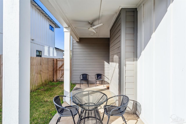 view of patio / terrace featuring ceiling fan