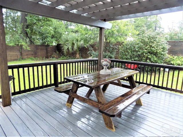 wooden terrace with a pergola