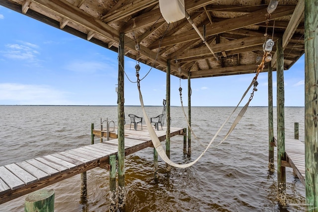 view of dock featuring a water view