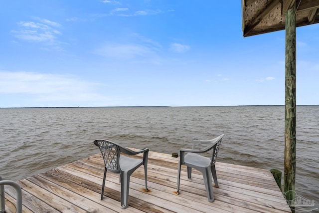 view of dock featuring a water view