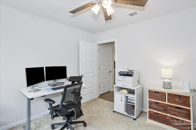 5451 Peach Dr, Pace, FL 32571 - office area featuring light colored carpet and a ceiling fan
