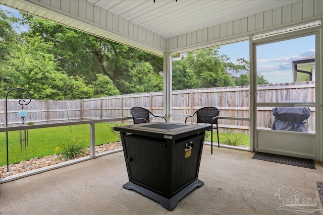 5451 Peach Dr, Pace, FL 32571 - sunroom / solarium featuring an outdoor fire pit