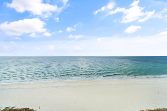 view of water feature with a view of the beach