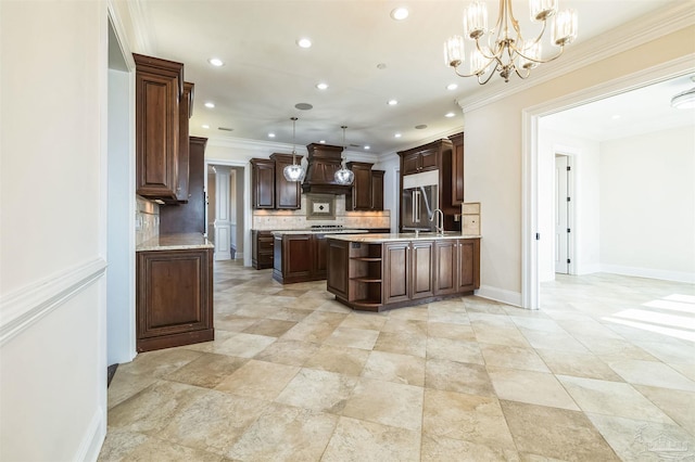 3995 W Madura Rd, Gulf Breeze, FL 32563 - kitchen with light countertops, recessed lighting, open shelves, and decorative backsplash