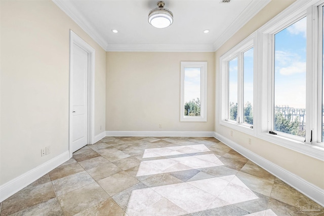 3995 W Madura Rd, Gulf Breeze, FL 32563 - spare room with crown molding, recessed lighting, and baseboards