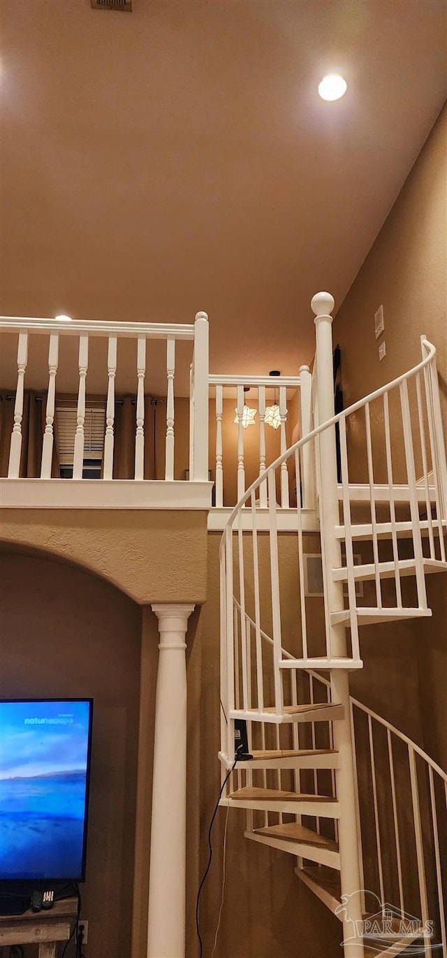 stairway with recessed lighting