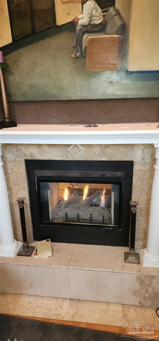 details with a fireplace