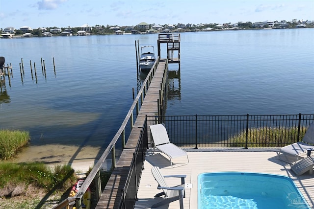 view of dock featuring a water view