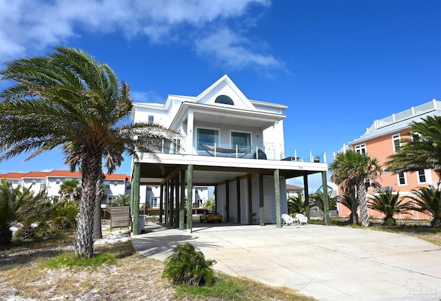 coastal inspired home with a carport