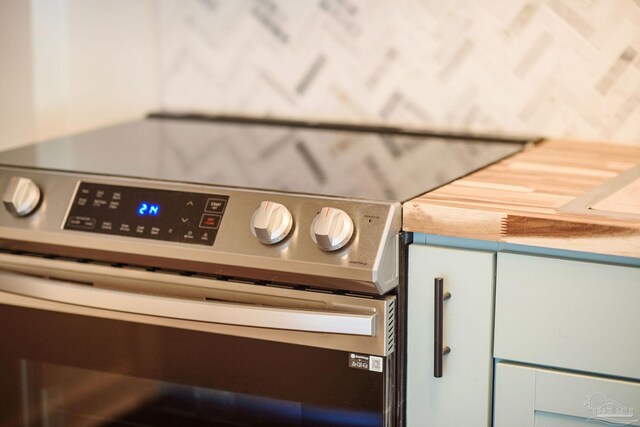 room details with stainless steel electric range