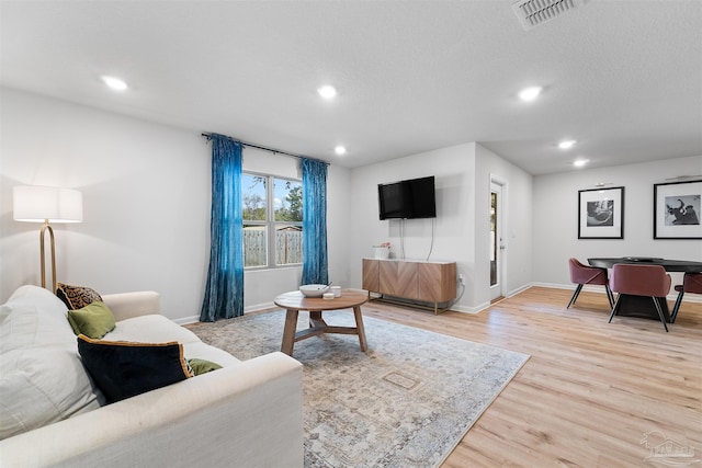 living room featuring light wood-type flooring