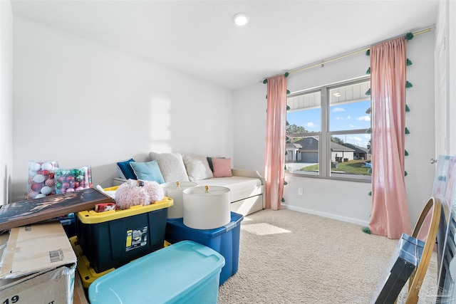 game room with carpet floors