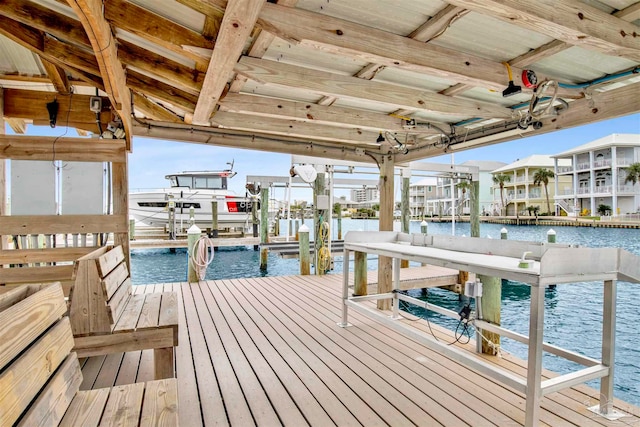 view of dock featuring a water view