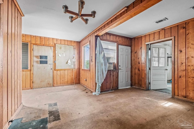 entrance foyer with wooden walls