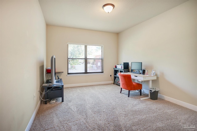 view of carpeted home office