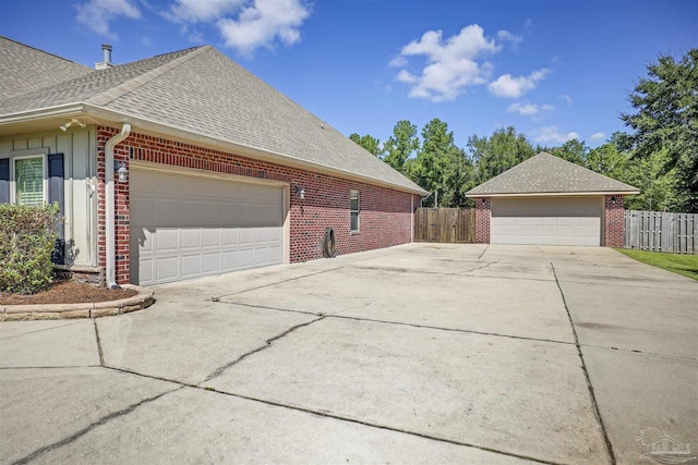 view of side of property featuring a garage