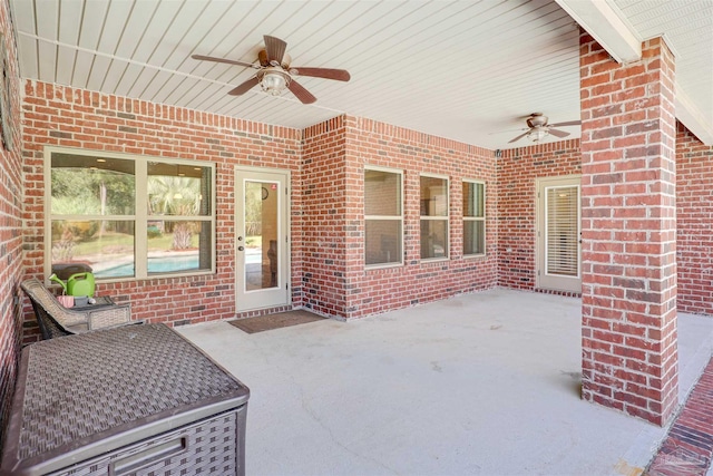 view of patio / terrace featuring ceiling fan