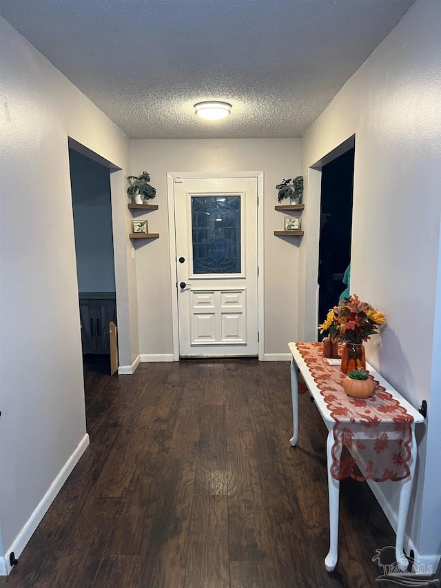 entryway featuring dark hardwood / wood-style flooring and a textured ceiling