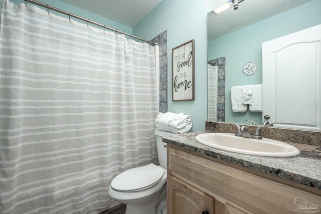 full bathroom featuring vanity and toilet