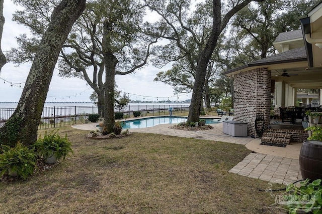 2 Bayou Blvd, Pensacola, FL 32503 - view of yard with fence, a ceiling fan, a patio area, and a fenced in pool