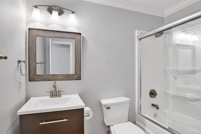 3108 Station Ct, Pensacola, FL 32504 - full bath featuring vanity, bath / shower combo with glass door, and crown molding
