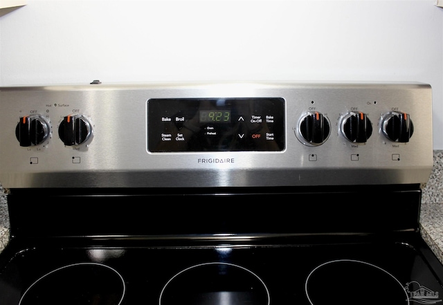 details with stainless steel electric range oven